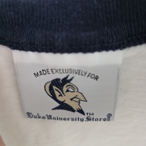 VNTG Duke University Unisex Blue Devils White Navy Single Stich T-Shirt Sz XS/S - Picture 3 of 5